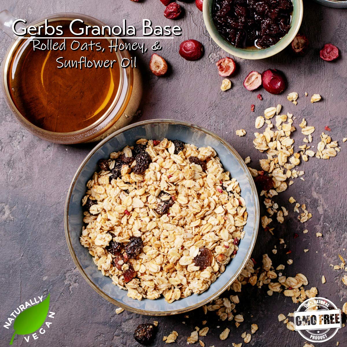 GERBS Super 5 Fruit Granola - Non-GMO, Keto Safe, Allergy Free - 32 oz (2 lbs) - Cranberry, Blueberry, Goji Berry, Cherry, Raisin