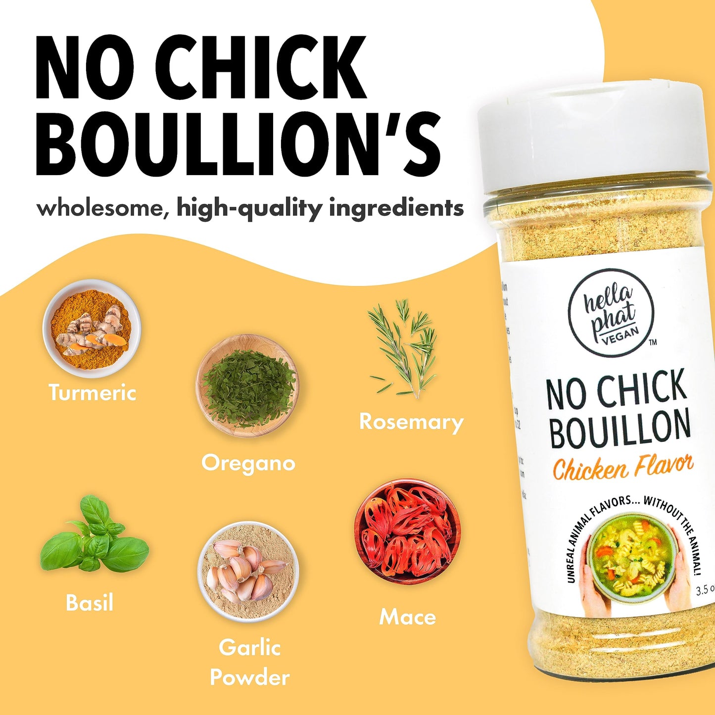 Hella Phat Vegan Bouillon Powder - Lower Sodium, Gluten-Free, 3.5 oz Shaker Bottle