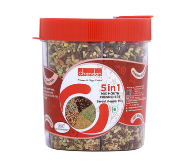 Chandan Mouth Freshener 5 In 1 Mix Mouth Fresheners Sweet Fennel Mix | Kashmiri, Special, Jet, Poona & Gulab Mukhwas, 8.82 Oz /