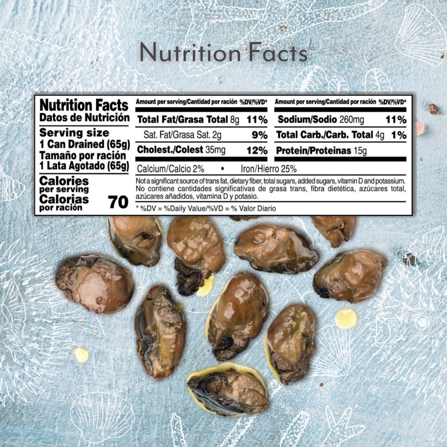 Roland Foods Premium Naturally Smoked Medium Oysters in Oil, 3 Ounce, Wild Caught, Pack of 1, Brown