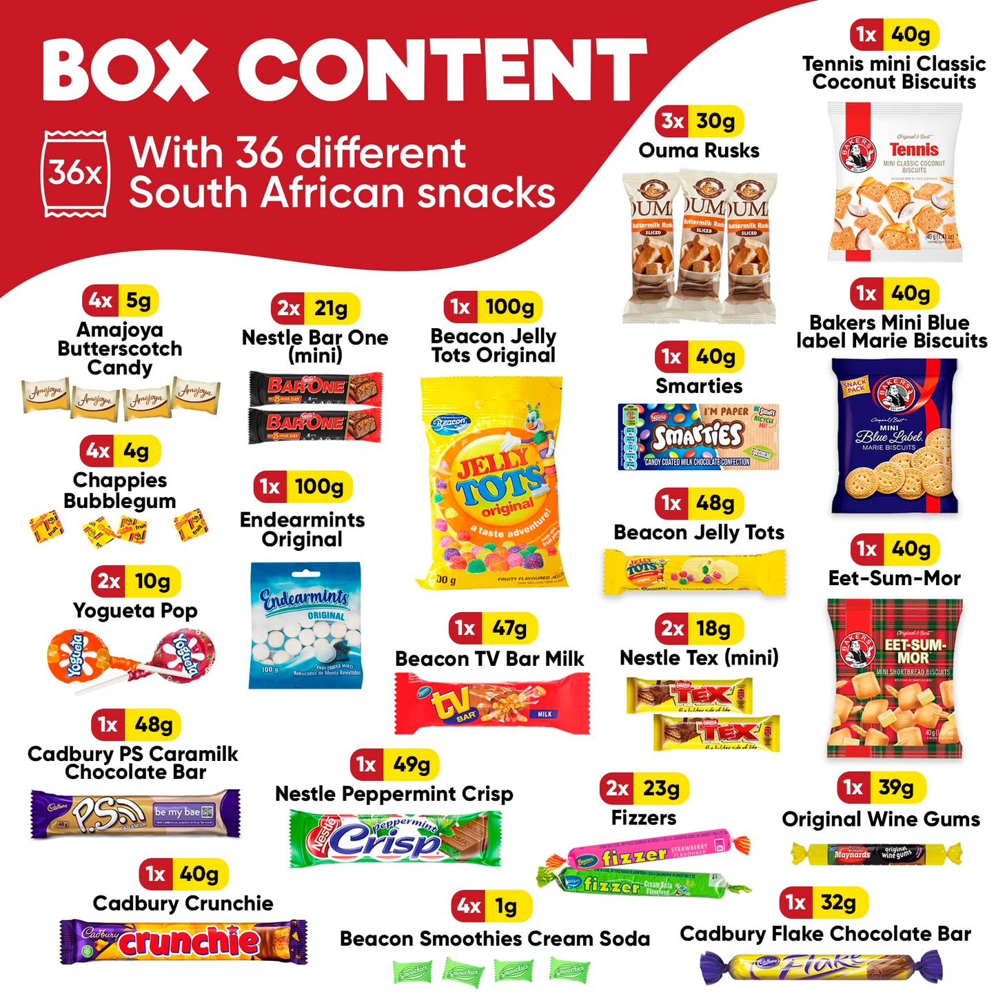from Home South African Snacks Food Box | Authentic Candies & Chocolate Bars | Large 36 Pack