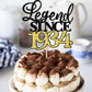 Rssta i Cake Topper, Legend Since 1934, Black Gold Glitter, 90th Birthday Decoration, Model XM398