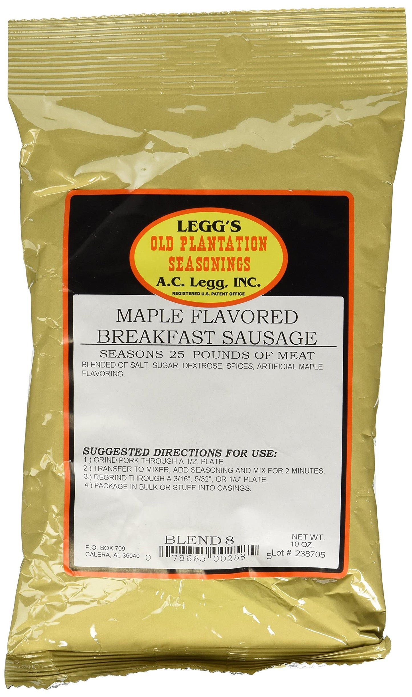 Old Plantation A.C. Legg Maple Flavored Breakfast Sausage - 4 Pack, 10 Ounce