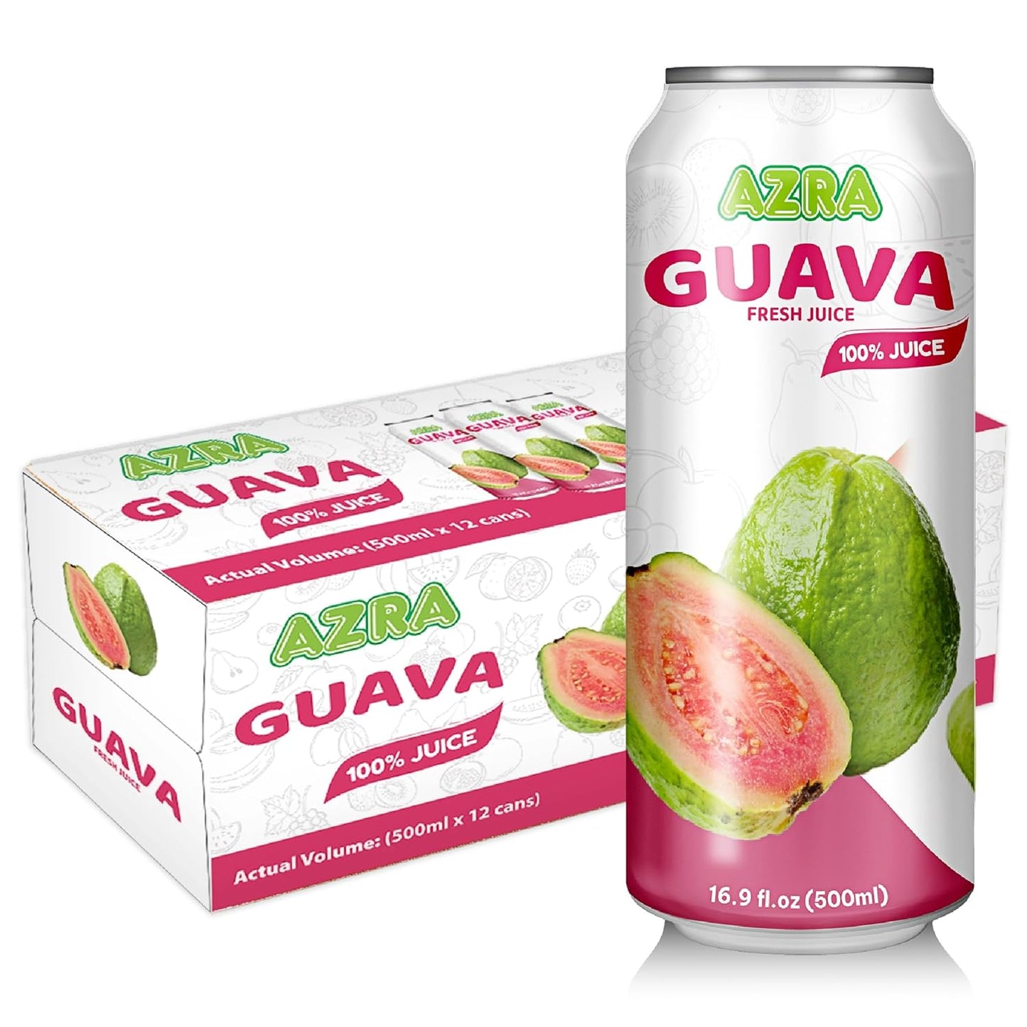AZRA 100% Organic Juice – 500ml Cans, Zero Sugar Beverages Variety Pack for Healthy Kids & Adults