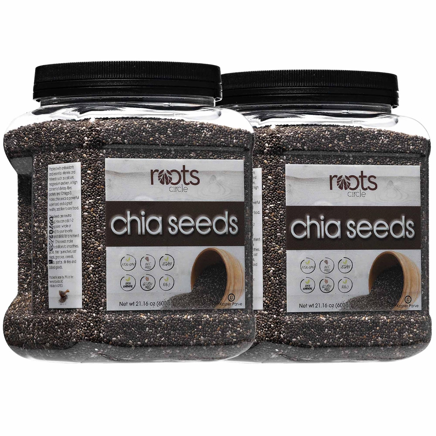 Roots Circle Chia Seeds, Non-GMO, Vegan, Gluten Free, 1.3 lb (Pack of 2)