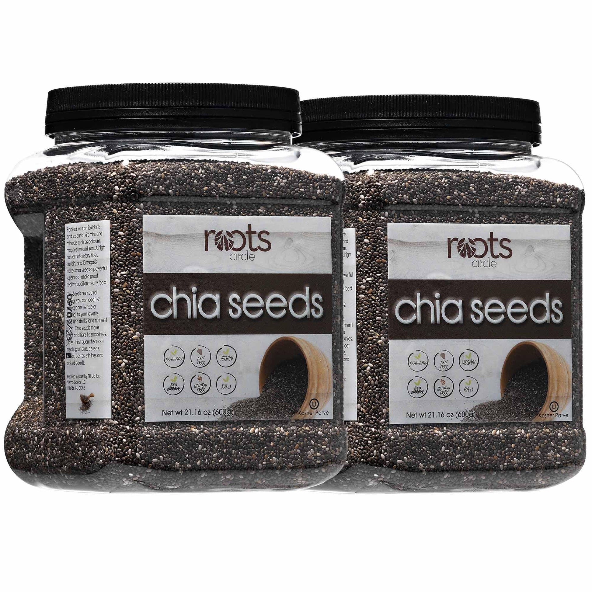 Roots Circle Chia Seeds, Non-GMO, Vegan, Gluten Free, 1.3 lb (Pack of 2)