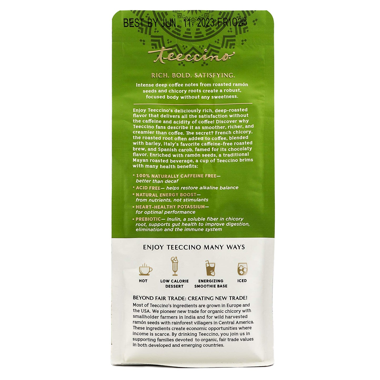 Teeccino Organic Caffeine Free Herbal Coffee, Maya French Roast, 11-Ounce Bags (Pack Of 3)