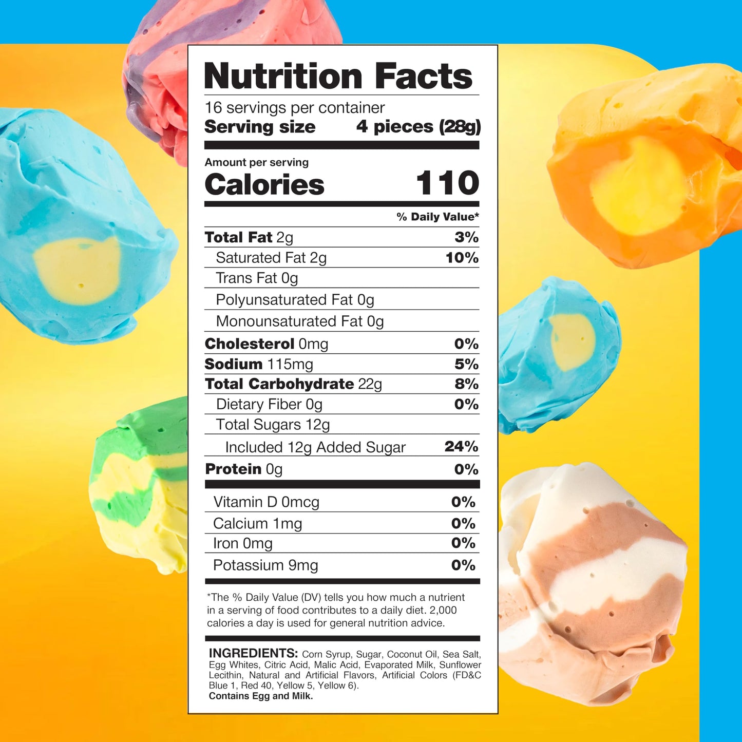 CRAZYOUTLET Salt Water Taffy Candy Mix - Assorted Tropical Fruit Flavors - 1 Pound Bag - Chewy Individually Wrapped Taffies