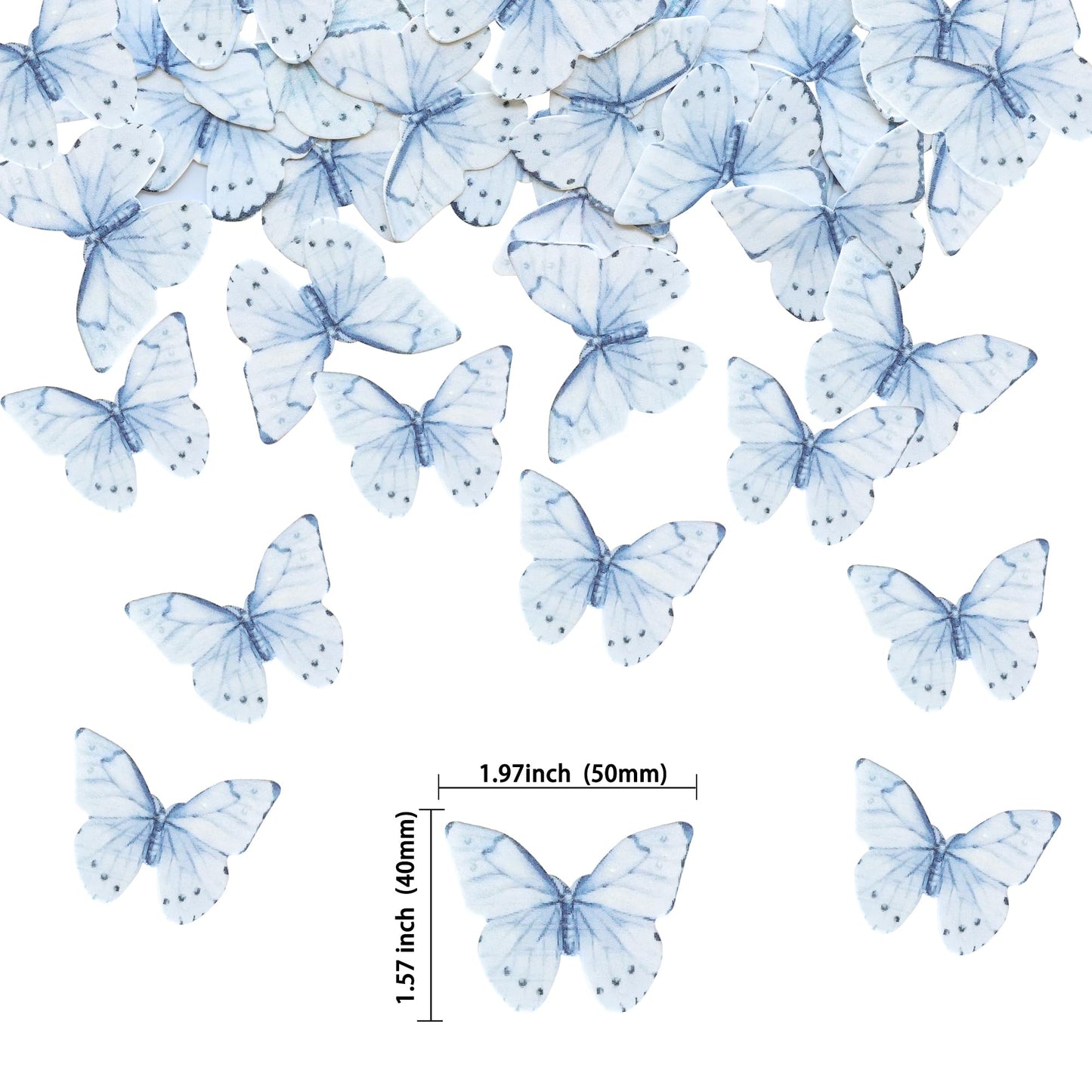 Ephlyn 48Pcs Edible Butterfly Cupcake Toppers Butterfly Cupcake Picks Edible Butterfly Cupcake Decorations For Butterfly Theme B