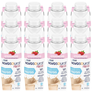 Nestle Novasource Renal Nutritionally Complete Formula Strawberry 8 oz Carton, 12 Count