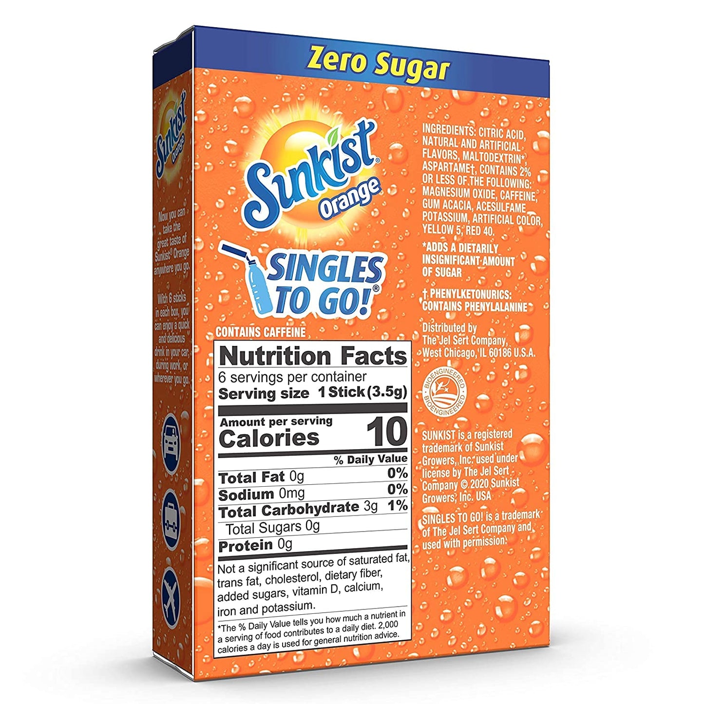 SINGLES TO GO! Orange Drink Mix, 6 Boxes with 6 Packets Each, 36 Total Servings, 4.44 Ounce Pack