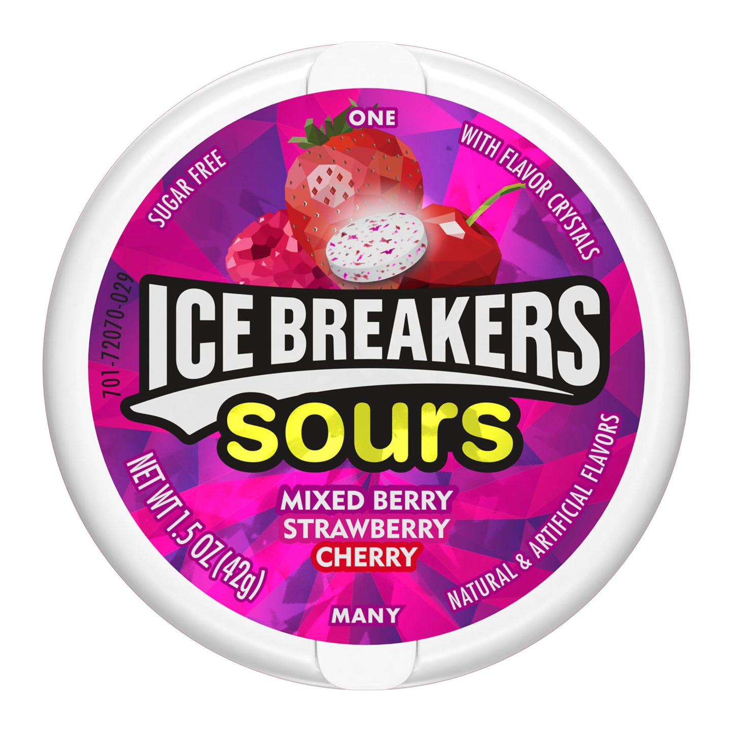 Ice Breakers Sours Assorted Fruit Flavored Sugar Free Mints, 1.5 oz Tin, 8 Count, Violet