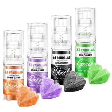 Edible Glitter Spray - Orange Green Purple Black Food Grade Dessert Decorating Shimmering Glitter For Drinks  Cake  Fondant  Chocolate  Icing (0.18Oz/5G Bottle)