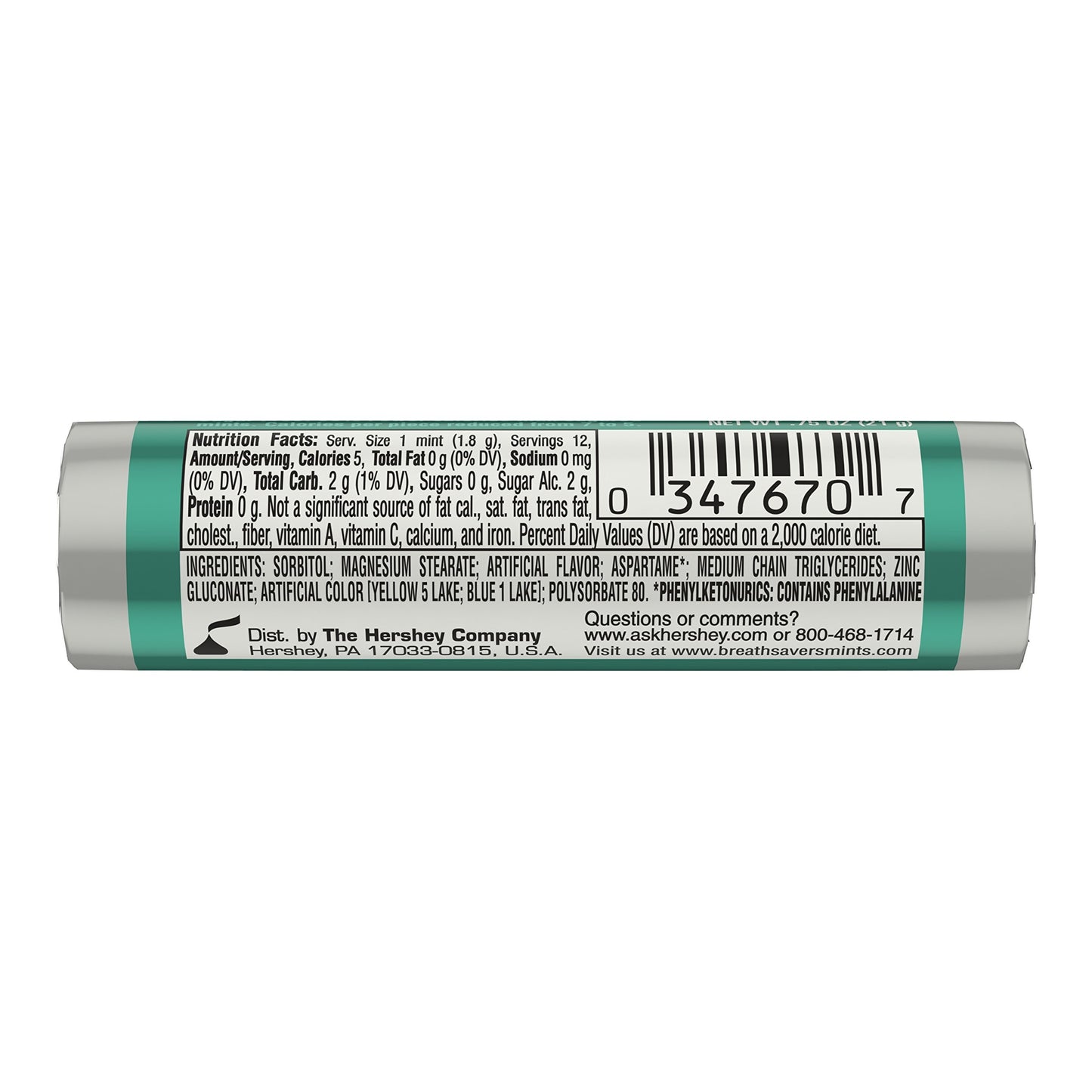 Breath Savers Mints, Wintergreen Flavor, 0.75 Ounce, Pack of 1, Plastic