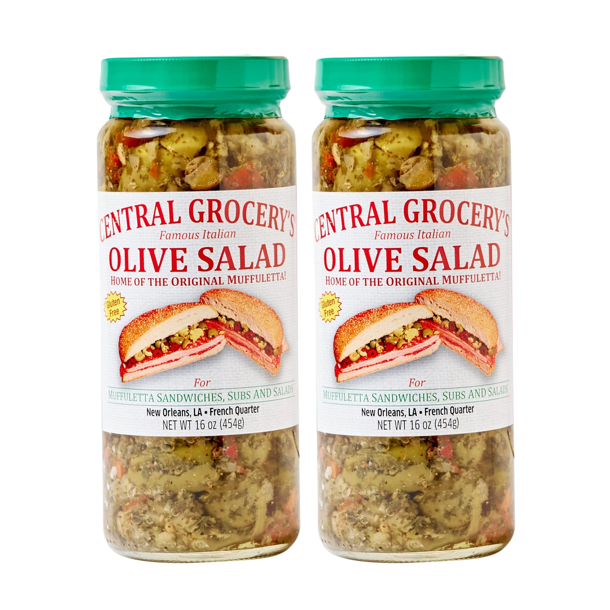 Central Grocery Olive Salad - 16 Oz (Pack Of 2) Perfect For Muffulettas, Sandwiches, Pizza Toppings, Pastas, Hot Dog Topper, Sal