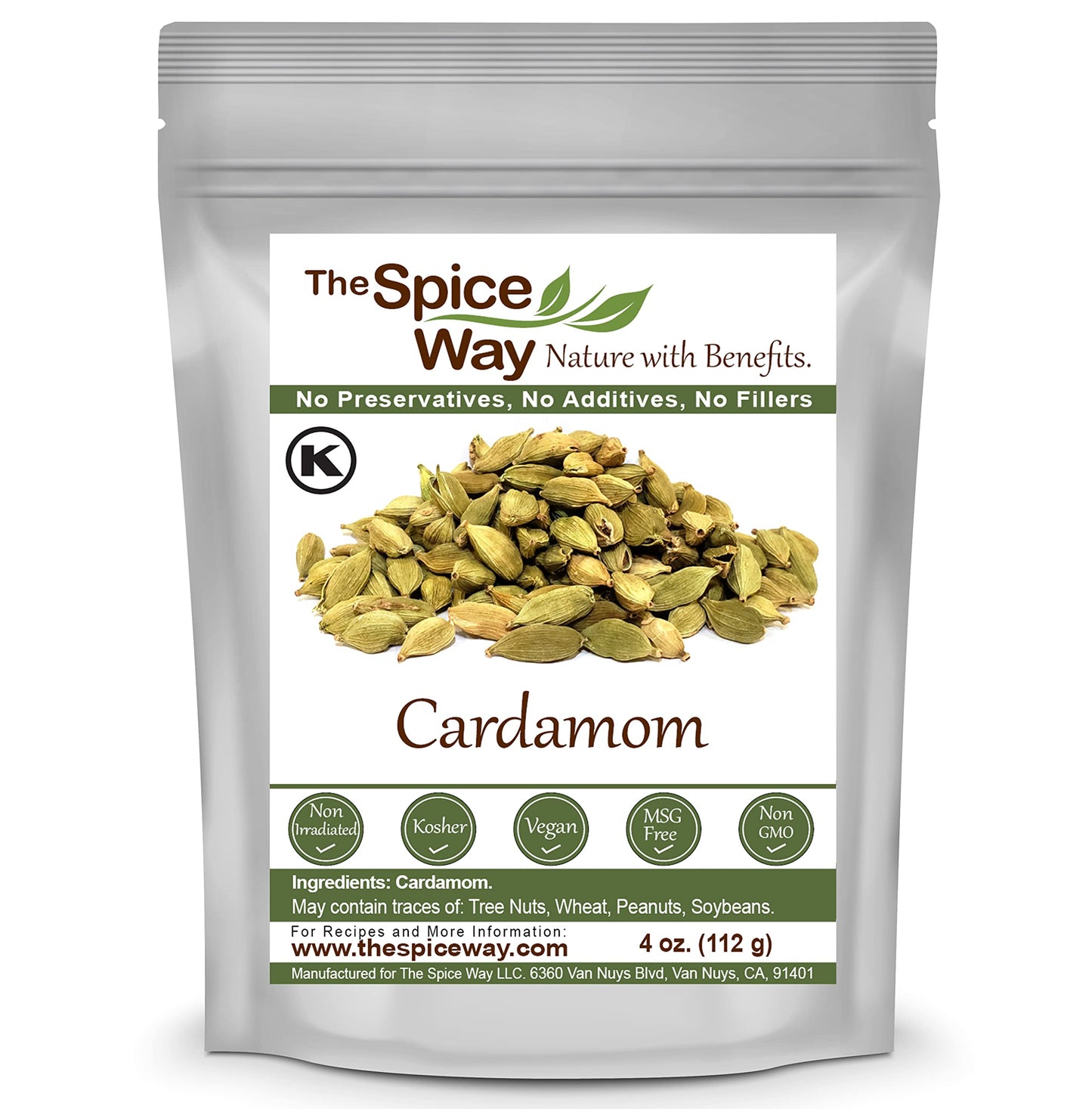 The Spice Way Cardamom Pods- (4 Oz) Whole Green Cardamom Pod Kosher By Ok
