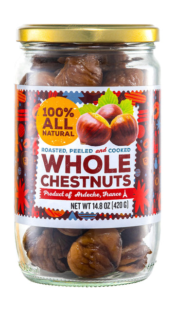 Gourmanity Chestnut Jar, Chestnuts From Ardeche, France, Whole Roasted Chestnuts Peeled And Ready To Eat, Great For Cooking, Bak