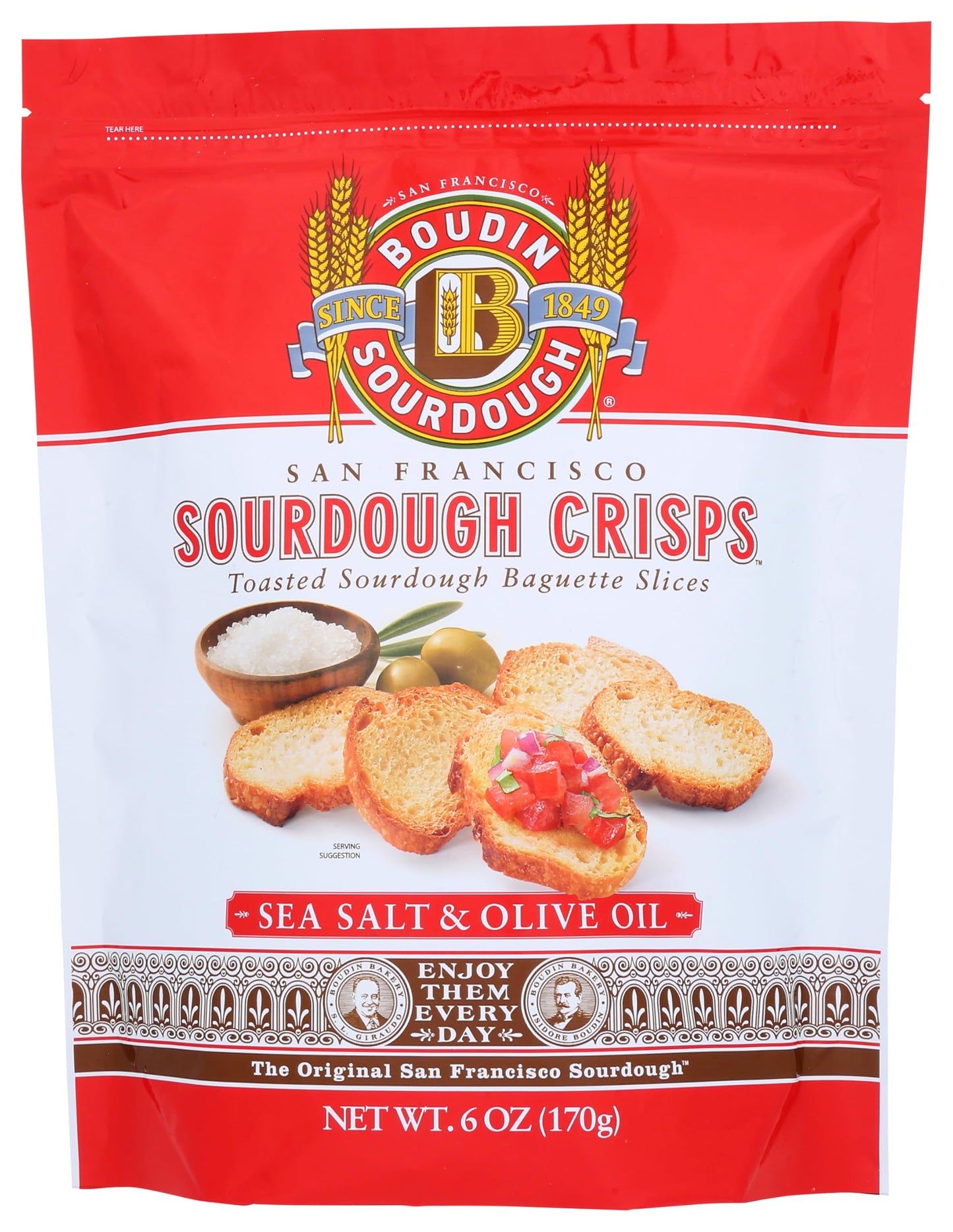 Boudin Sourdough, Crisps San Francisco Sea Salt & Olive Oil, 6 Ounce