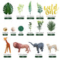 DRWATE 27 PCS Jungle Animal Cake Toppers Safari Theme Plastic Decorations for Baby Shower, Holiday Party, Khaki