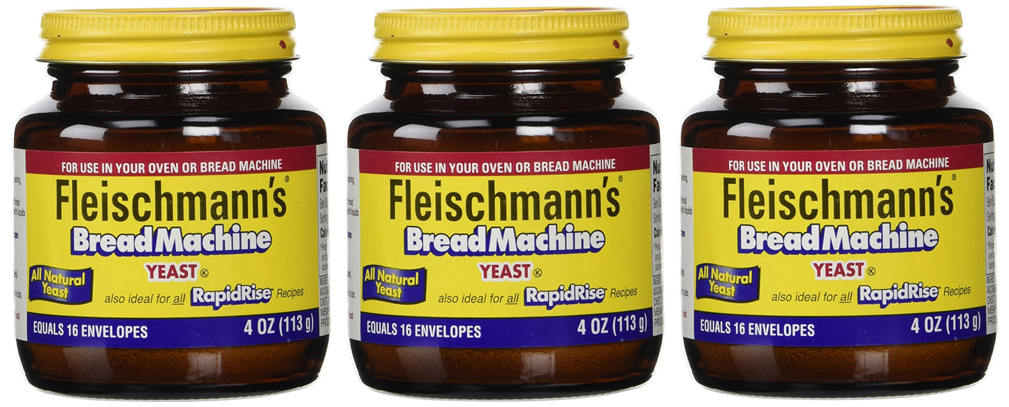 Fleischmann's Yeast for Bread Machines, 4-Ounce Jars (Pack of 3)