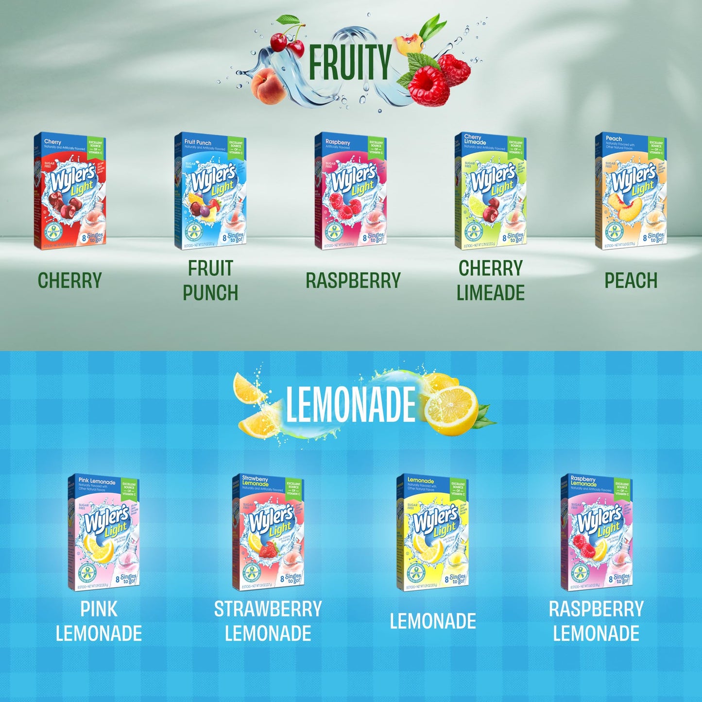 Wylers Light Sugar Free Drink Mix Variety Pack - 20 Flavors, 176 Packets, 0.1 Ounce Each
