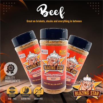 Blazing Star BBQ Beef Rub & Seasoning, Shaker Spice Mix, 12.1 Oz