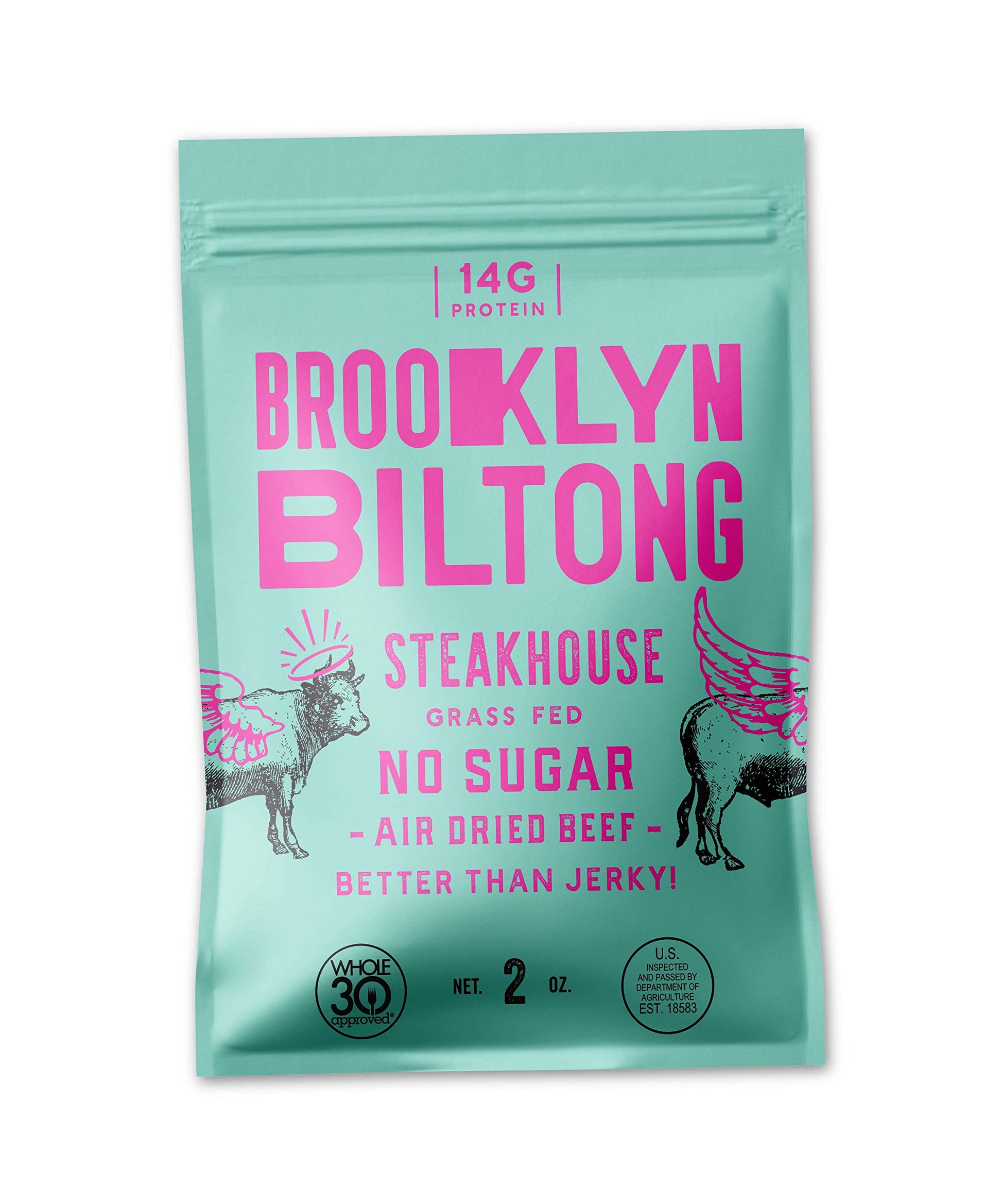 Brooklyn Biltong Air Dried Beef Snack, Whole30, Paleo, Keto, Gluten Free, 2 oz, Made in USA