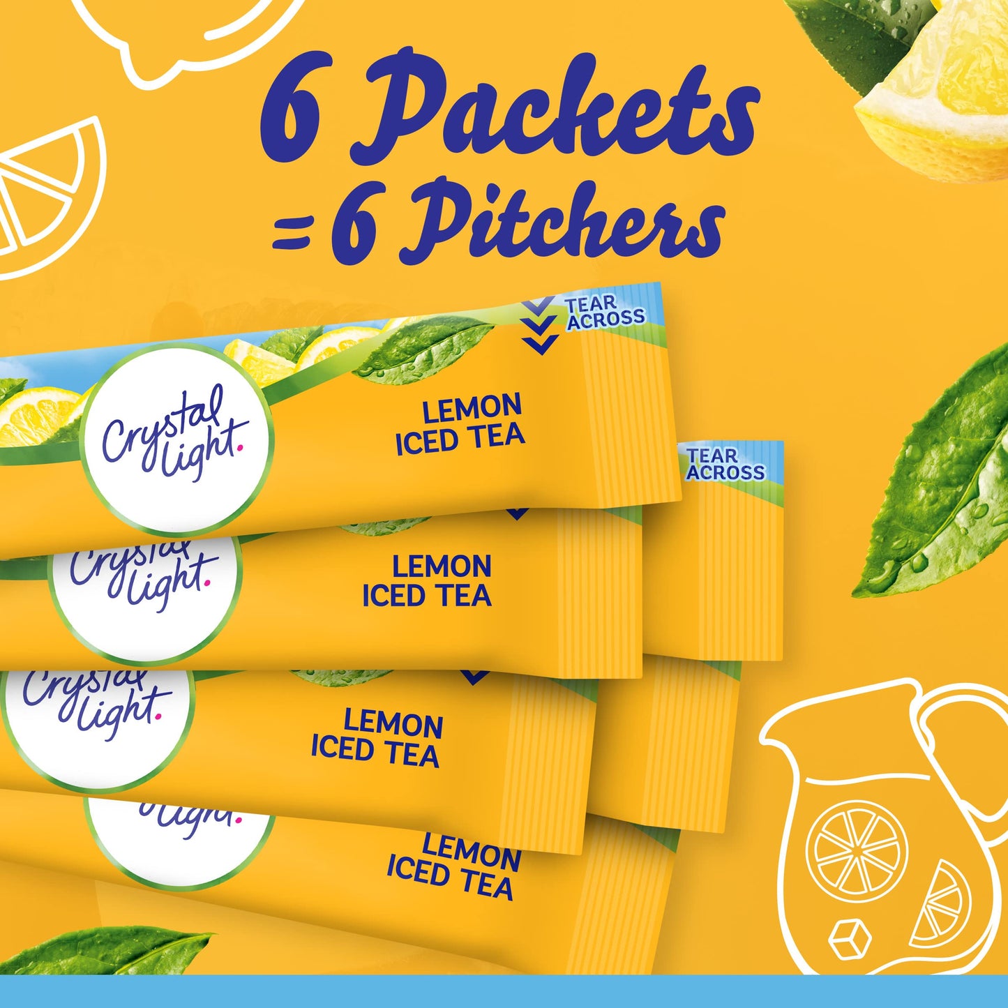 Crystal Light Sugar-Free Lemon Iced Tea Naturally Flavored Powdered Drink Mix, 6 Count (Pack Of 12)