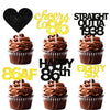 18pcs Black Gold Glitter Dessert Cupcake Pick for Straight Outta 1938 Cheer to 86 Years Old Theme Decor Supplies Happy 86th Birt