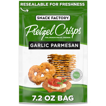 Snack Factory Garlic Parmesan Pretzel Crisps, 7.2 Oz Resealable Bag