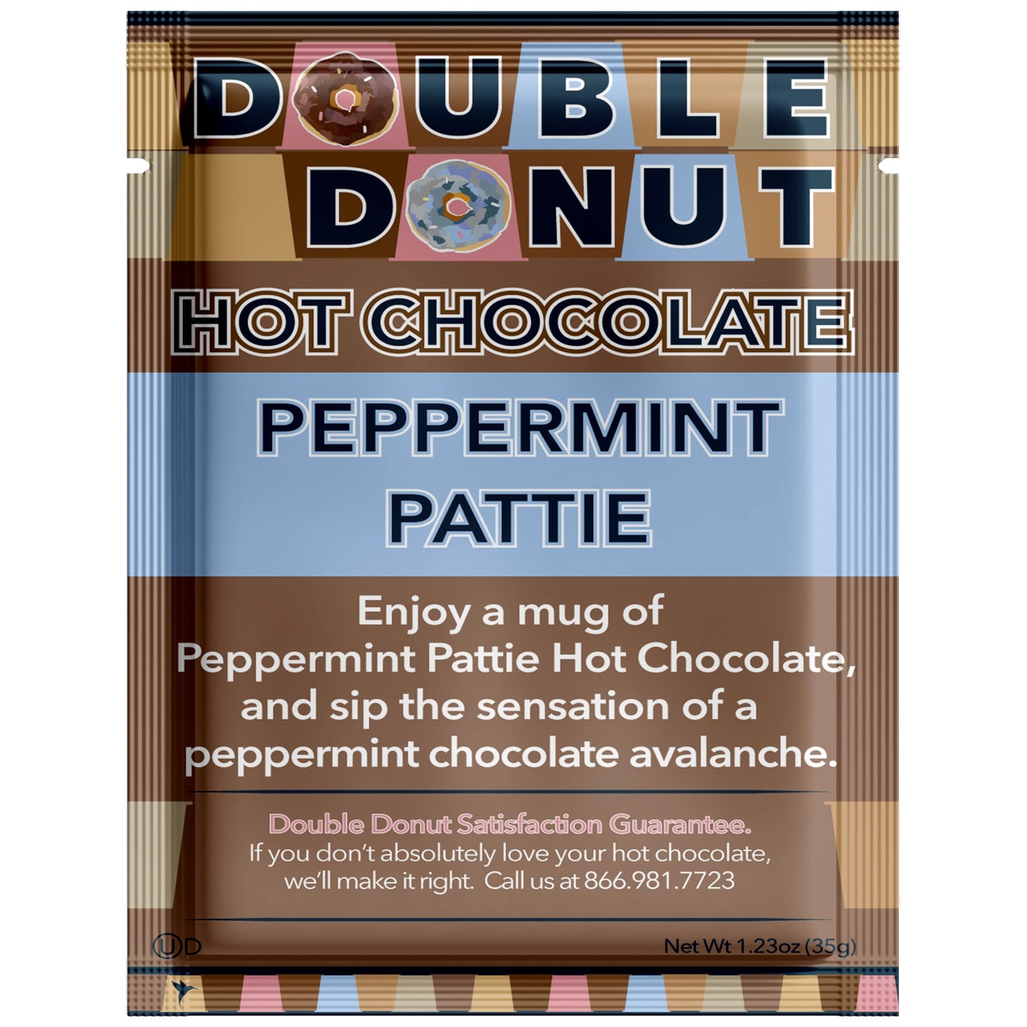 Double Donut Coffee Peppermint Hot Chocolate Packets, 18 Count, Peppermint Pattie Flavored Cocoa Mix