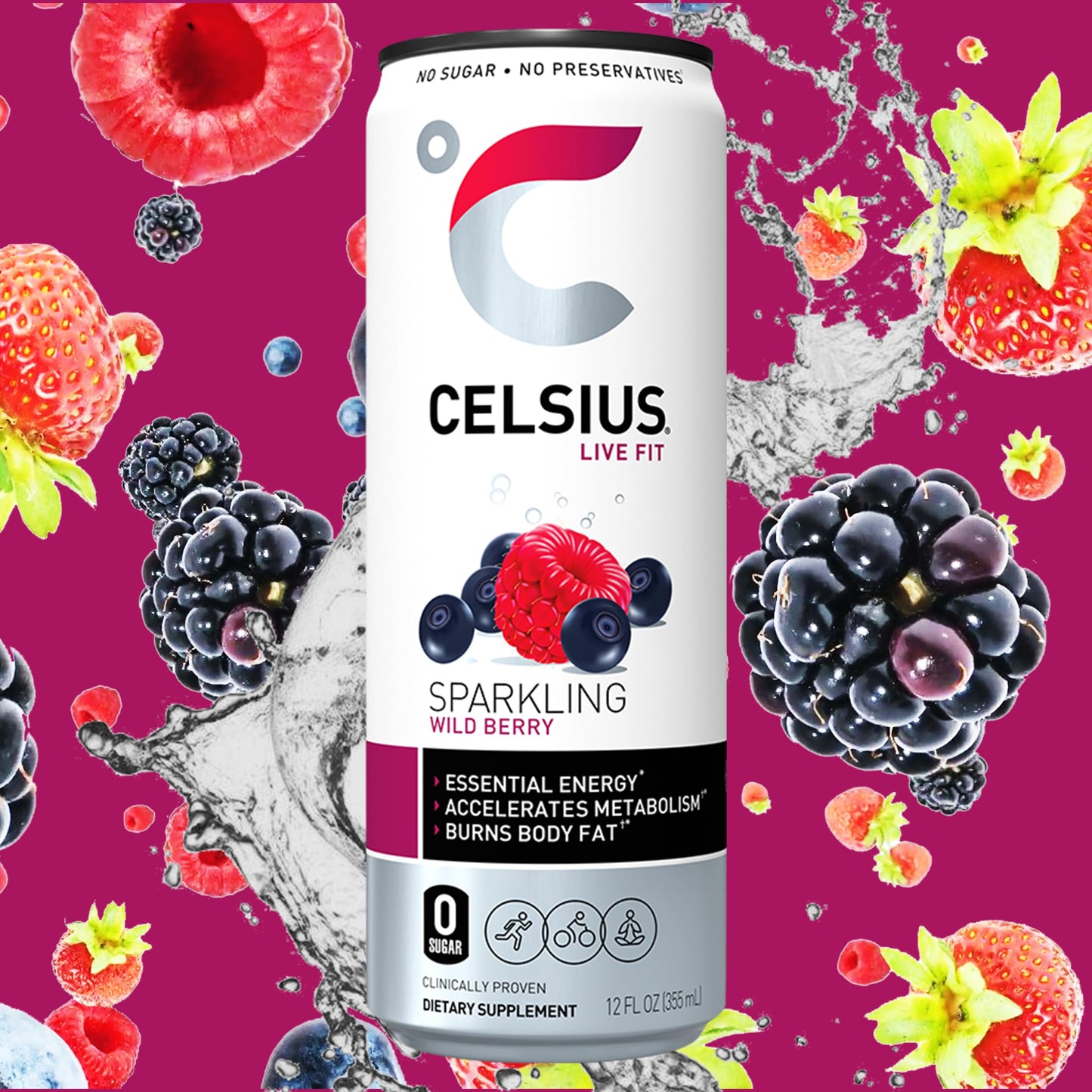 Celsis Sparkling Essential Energy Drink Assortment No Sugar Or Preservatives 12 Fl Oz, Slim Cans Assorted Variety 6 Pack, Flavor
