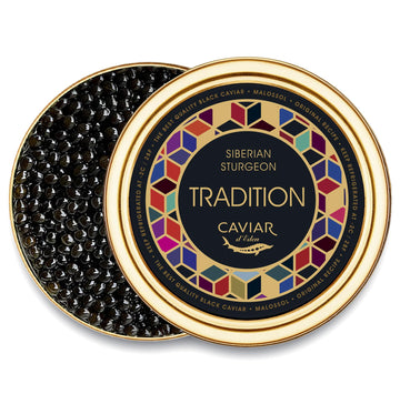 ???????????????????? TRADITION Collection - Premium Osetra Sturgeon Black Caviar - 1.1 oz / 30 g in Metal Jar - Black Caviar wit