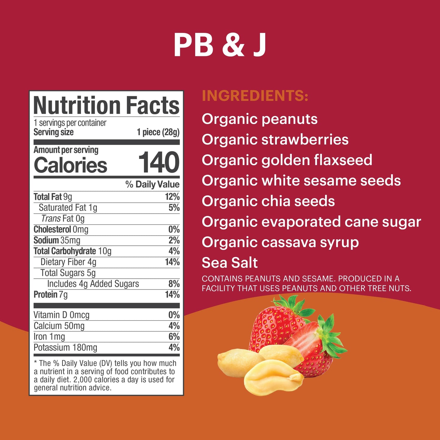 Tosi Peanut Butter & Jelly Protein Bars, Vegan, Gluten-Free, 12 Count, Plant-Based Snacks, 1 oz each