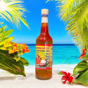 1 Pack - Spicy Instant Fish Sauce For Spring Roll Glass Bottle - Nuoc Mam Pha San Cay Chai Thuy Tinh - 650Ml Per Glass Bottle