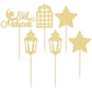 Gyufise 24Pcs Happy Eid Mubarak Cupcake Toppers Glitter Star Ramadan Kareem Cupcake Pick Moon Star Eid Islamic Muslim Theme Party Cake Decoration Supplies Gold