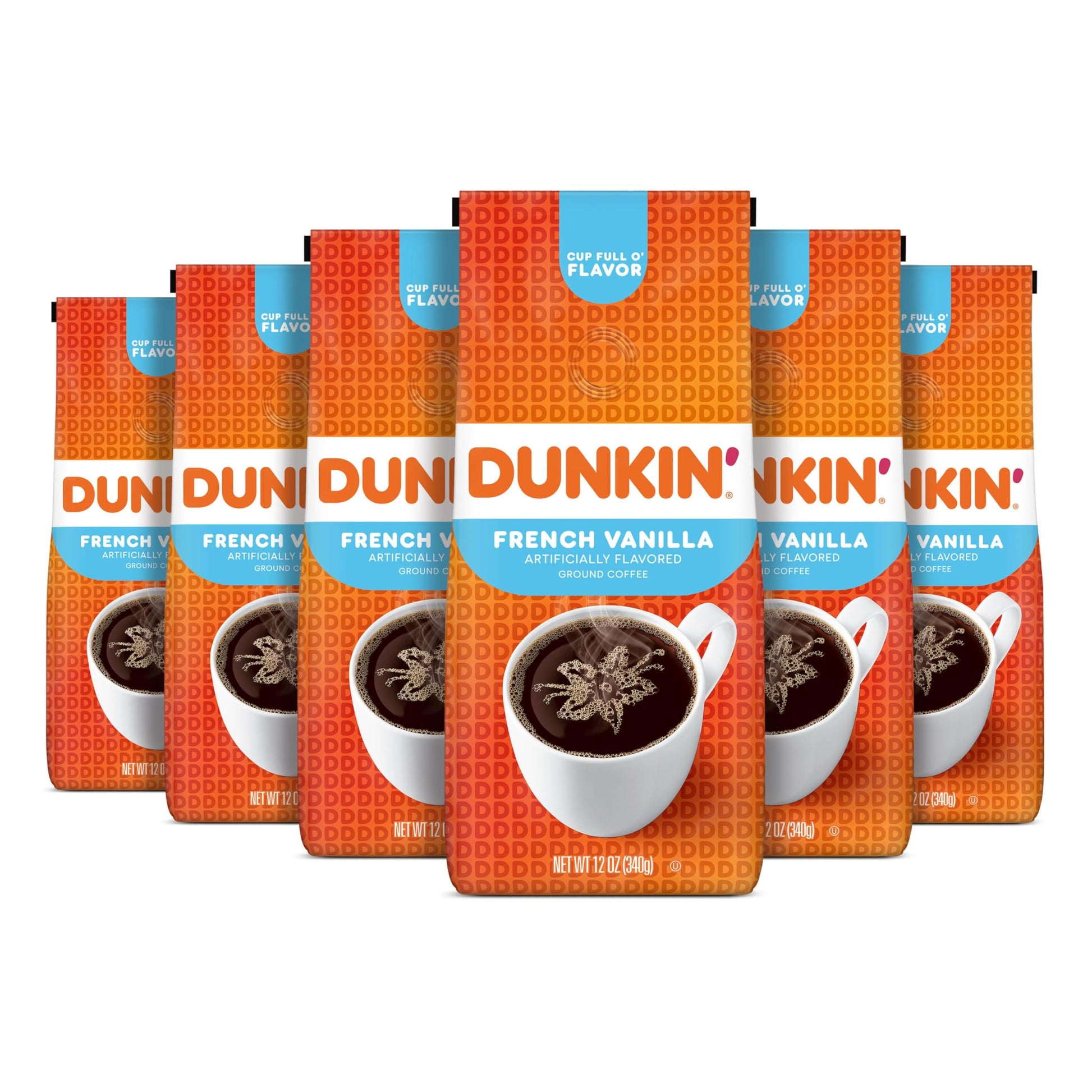 Dunkin French Vanilla Flavored Ground Coffee, 12 Ounces (Pack of 6)