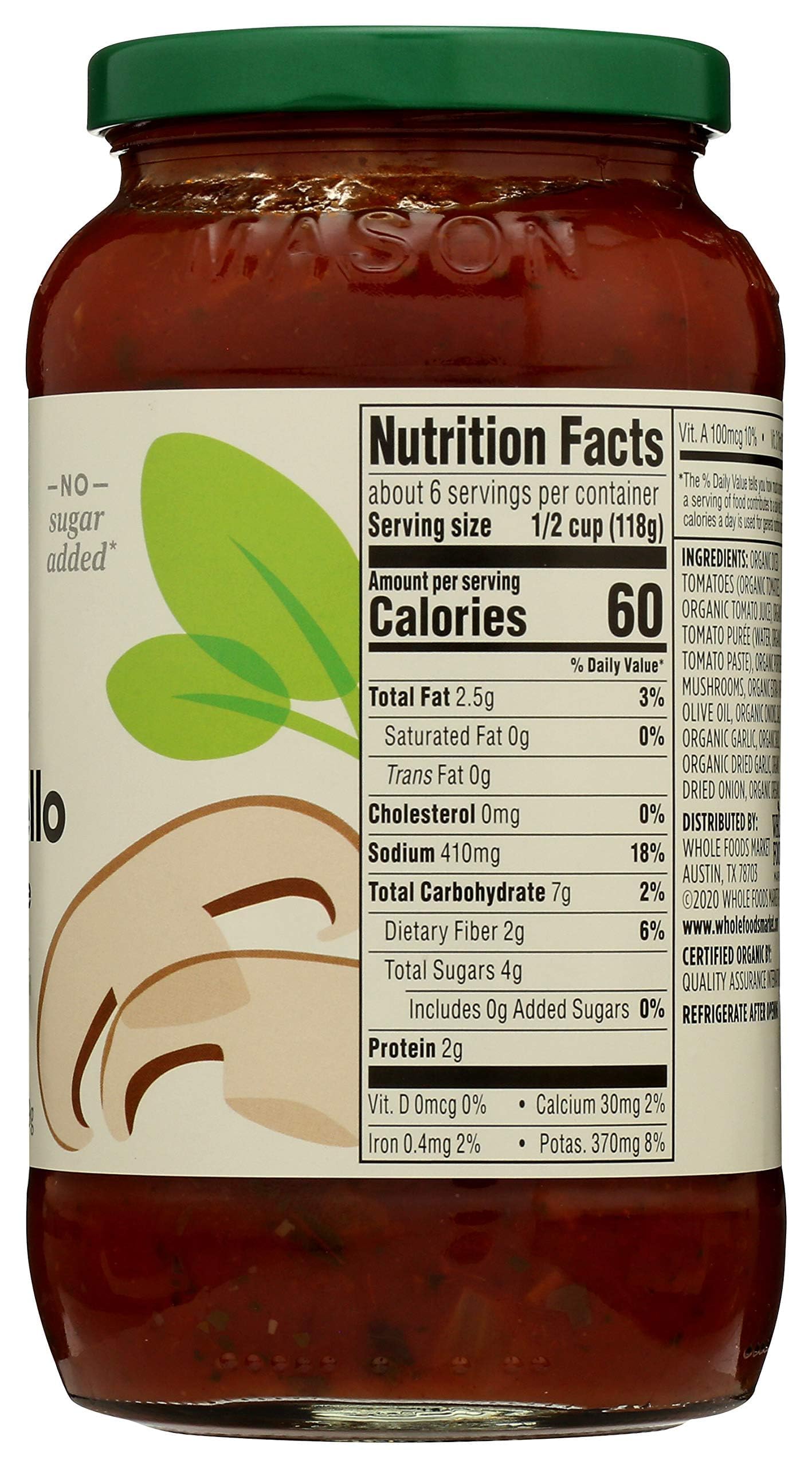 365 by Whole Foods Market, Organic Portobello Mushroom Pasta Sauce, 25 Ounce