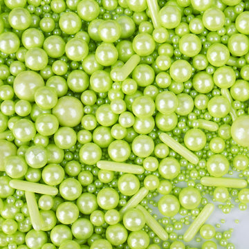 Green Sprinkles for Cake Decorating, 4.6Oz Green Rod and Pearl Sprinkles Mix for Baking, Cupcake, Cookie, Ice Cream, Donuts and 