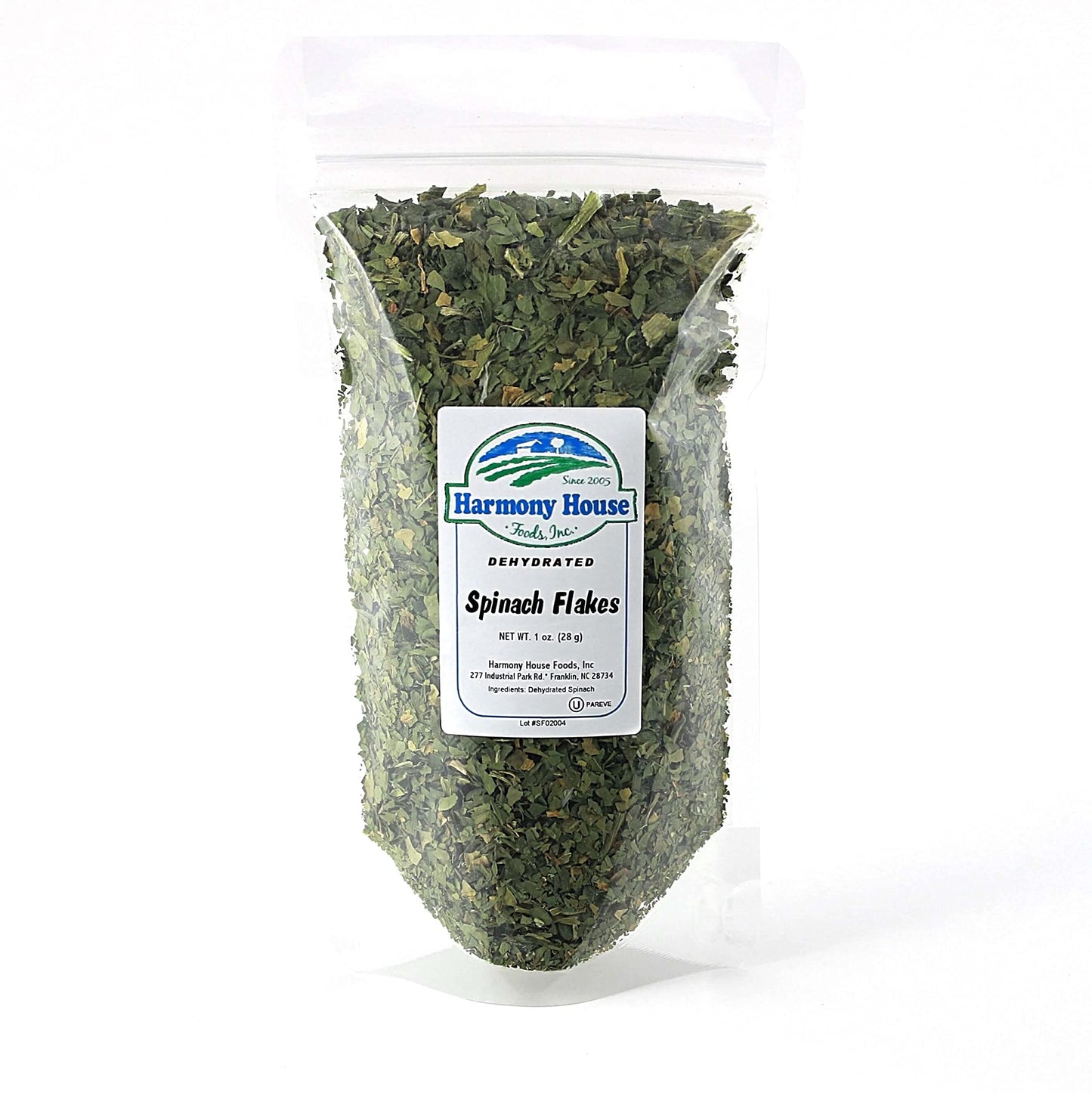 Harmony House Dried Spinach Flakes – Dehydrated Vegetables For Cooking, Camping, Emergency Supply and More (1 oz, ZIP Pouch)