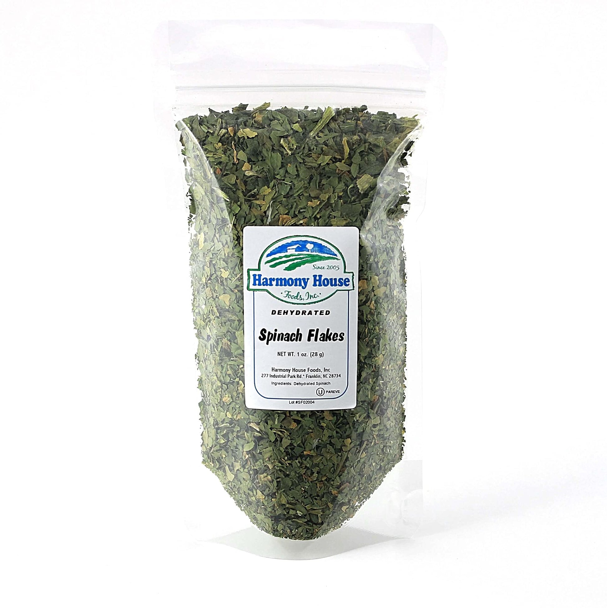 Harmony House Dried Spinach Flakes – Dehydrated Vegetables For Cooking, Camping, Emergency Supply and More (1 oz, ZIP Pouch)