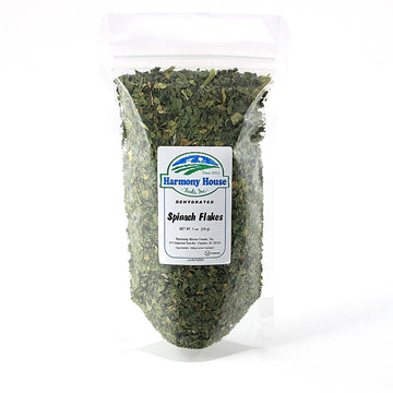 Harmony House Dried Spinach Flakes – Dehydrated Vegetables For Cooking, Camping, Emergency Supply and More (1 oz, ZIP Pouch)