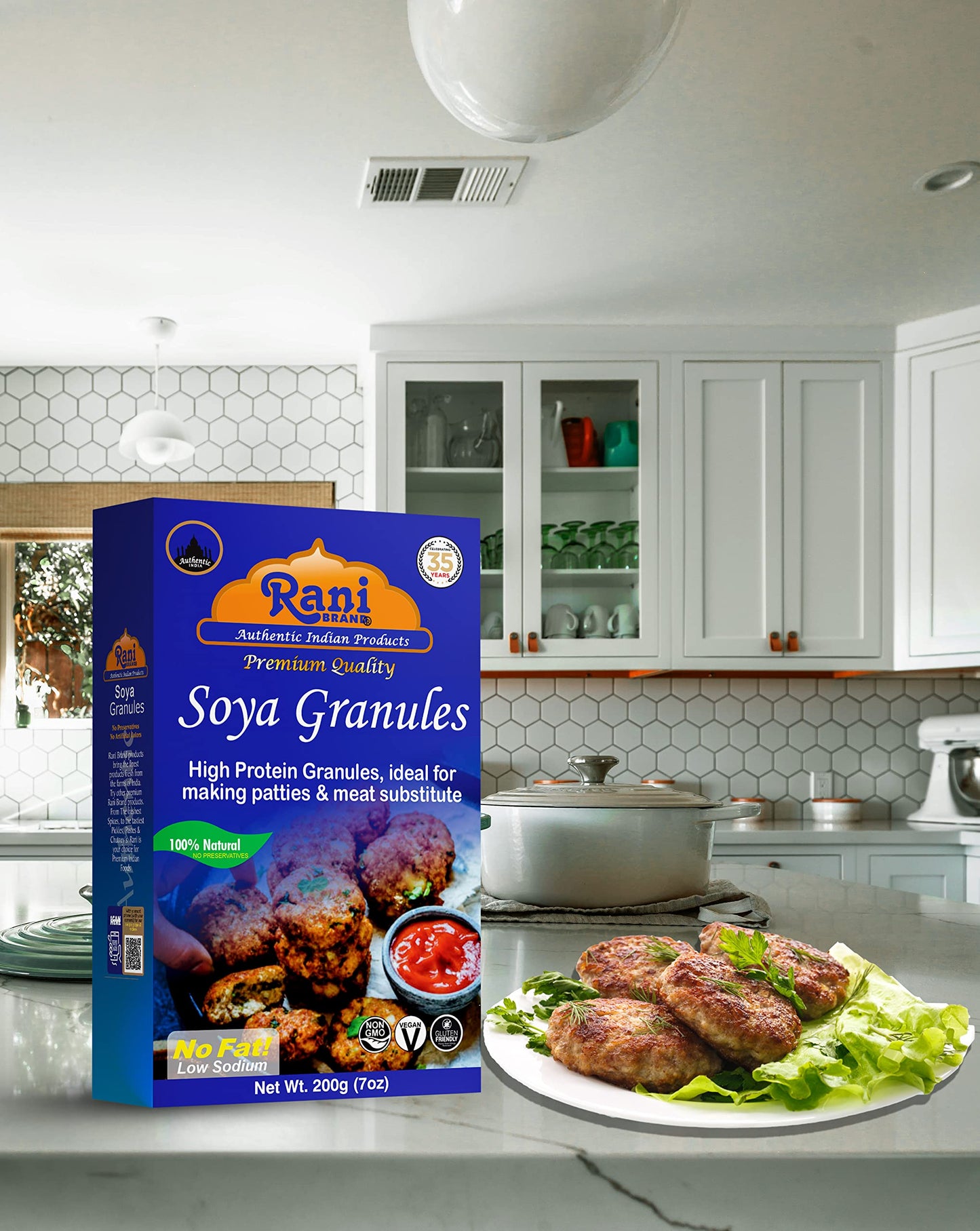 Rani Soya Granules (High Protien) 7Oz (200G) ~ All Natural, Salt-Free | Vegan | No Colors | Gluten Friendly | Non-Gmo | Kosher |