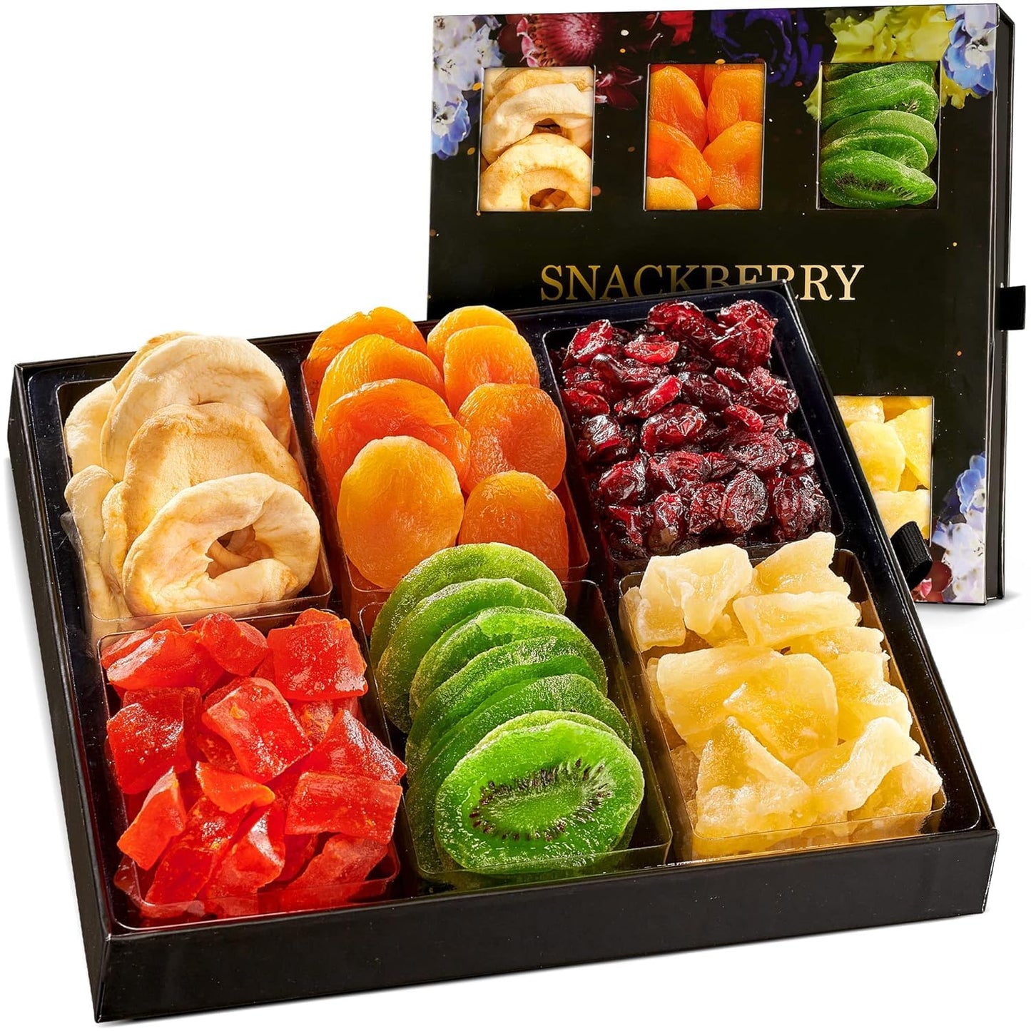 Snackberry Dried Fruit Gift Basket, 2-Pack, 6 Dried Fruit Variety, Gourmet Snack Box, Elegant Drawer Window Gift Box