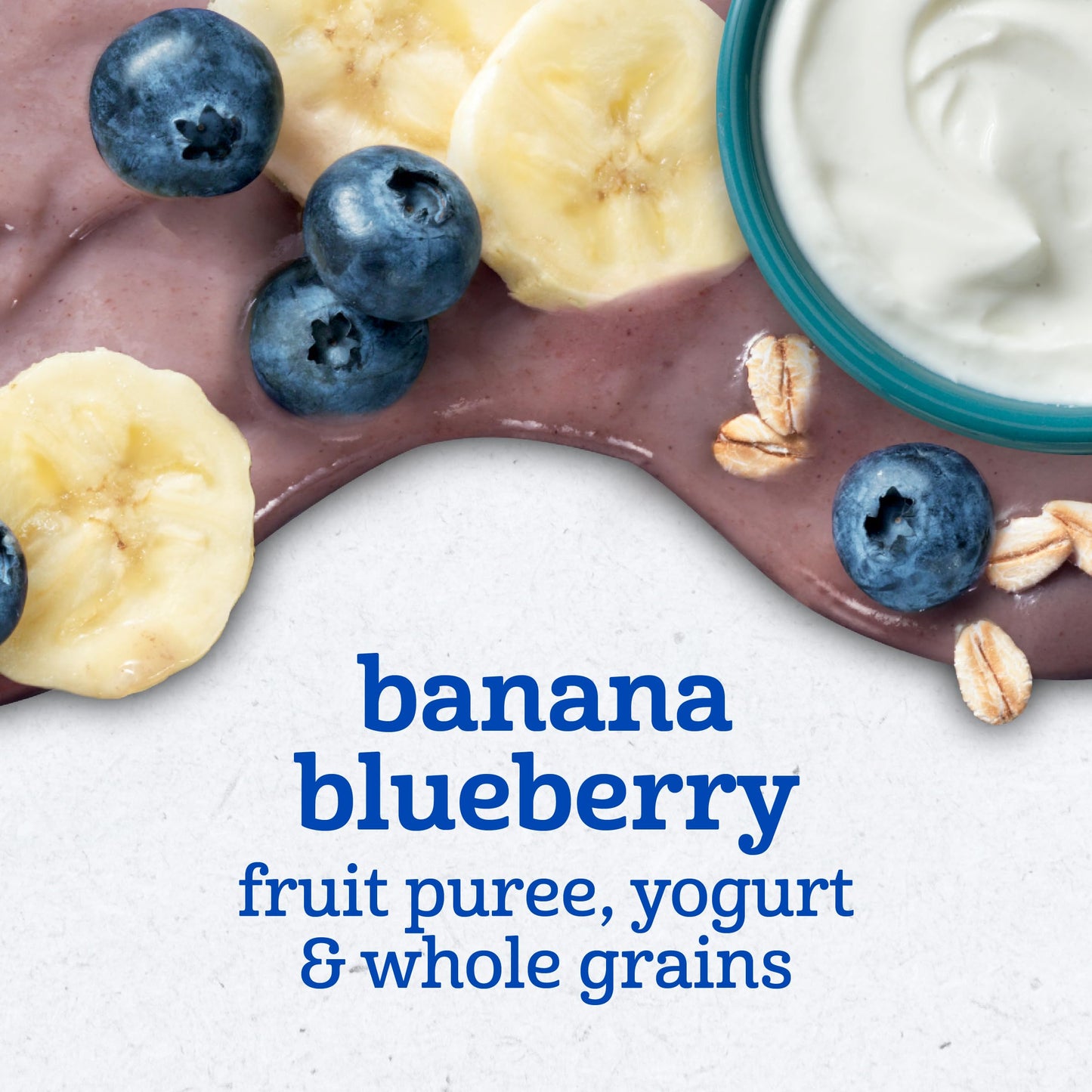 Gerber Toddler Food, Banana Blueberry, Fruit Puree, Yogurt & Whole Grains Pouches, Iron & Choline Helps Support Brain Developmen