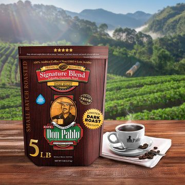 Don Pablo Signature Blend - Limited Edition Dark Roast Gourmet Coffee, 100% Arabica Whole Bean, Non-Gmo, Low Acidity, 5 Pound (5