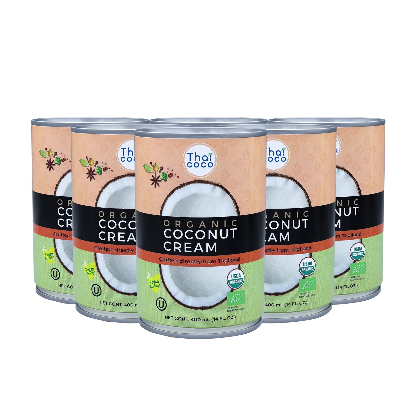 Thai Coco - Organic Coconut Cream Full Fat Unsweetened - 14 fl. oz. 6 Pk