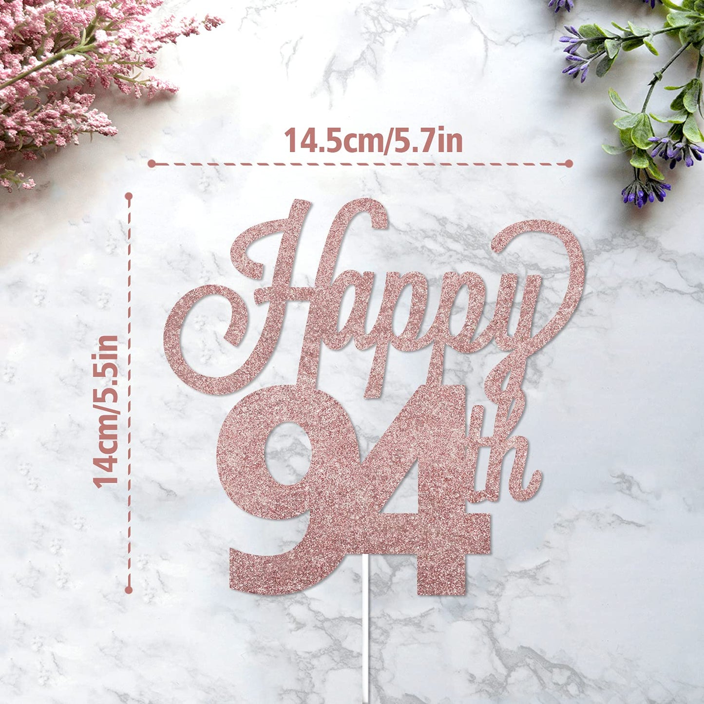 Lingteer Happy 94Th Birthday Cake Topper - Cheers To 94Th Birthday 94 Years Old Birthday Party Cake Decorations Sign.