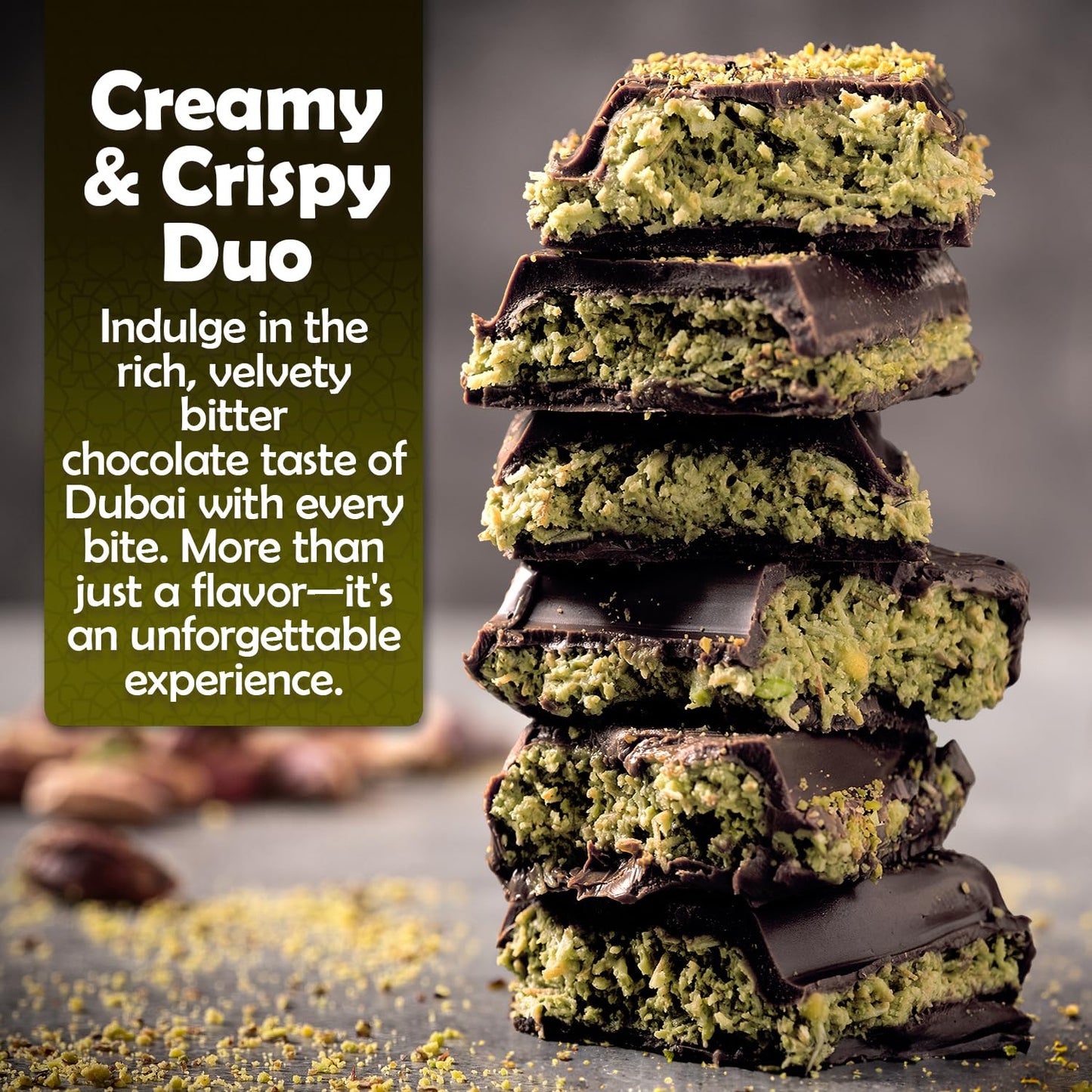 Ceres Gourmet Dark Chocolate Knafeh Bar with Pistachio Filling - 7 oz