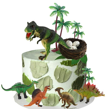 Dinosaur Cake Toppers With Dinosaur Eggs Leaves Trees Cake Decorations For Birthday Party Dinosaur Theme Party